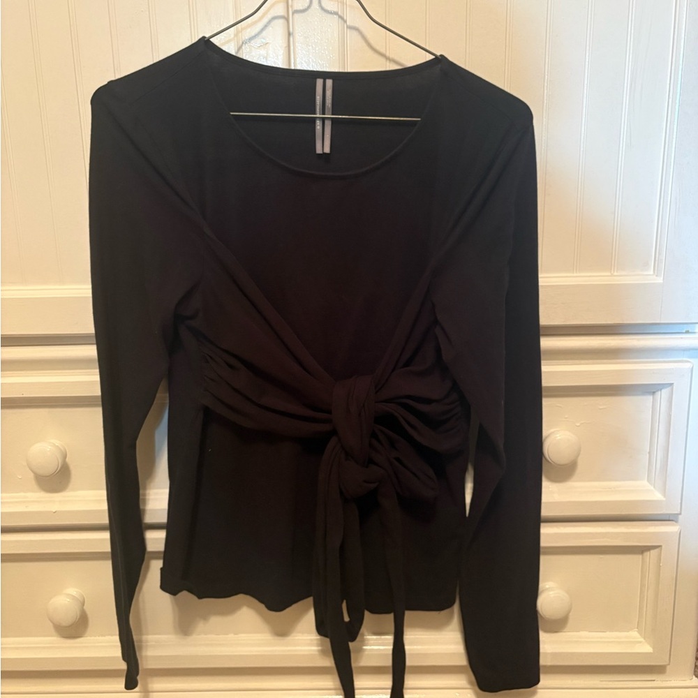 ANTHROPOLOGIE ✨ Elegant Black Tie-Front Top